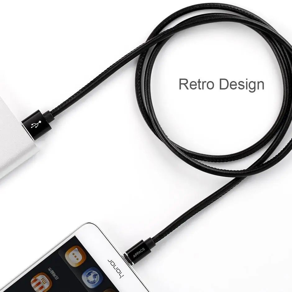 APPACS 2 шт. Micro USB кабель из искусственной кожи Быстрая зарядка USB кабель для синхронизации данных для Samsung HTC Huawei Android кабели для мобильных телефонов 5V2A