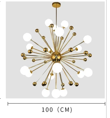 18LED Diameter 100cm LukLoy постмодерн скандинавский Золотой Блеск Люстра светильник фейерверк спутниковые стеклянные шары подвесной светильник Гостиная Лофт подвеска - Цвет абажура: 18LED Diameter 100cm