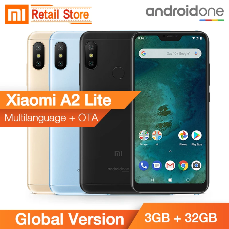 В наличии глобальная версия Xiaomi Mi A2 Lite 3 ГБ 32 Snapdragon 625 Восьмиядерный 5 84 дюйма 19:9