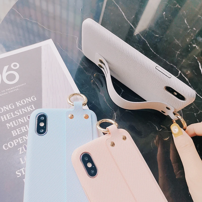 Чехол для телефона с ремешком на запястье iphone Xs Max XR X 6 6s 7 8 plus Модный мягкий