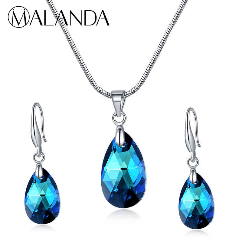 MALANDA Мода капли воды Кристалл от Swarovski набор ожерелье падение Комплект сережек