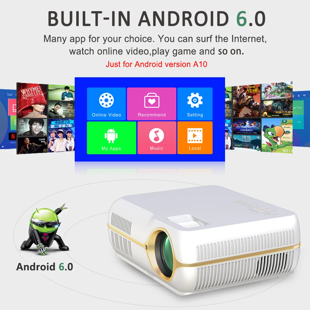 Everyone Gain A10 4200 люмен светодиодный портативный проектор Обновление Android 6 0 WiFi
