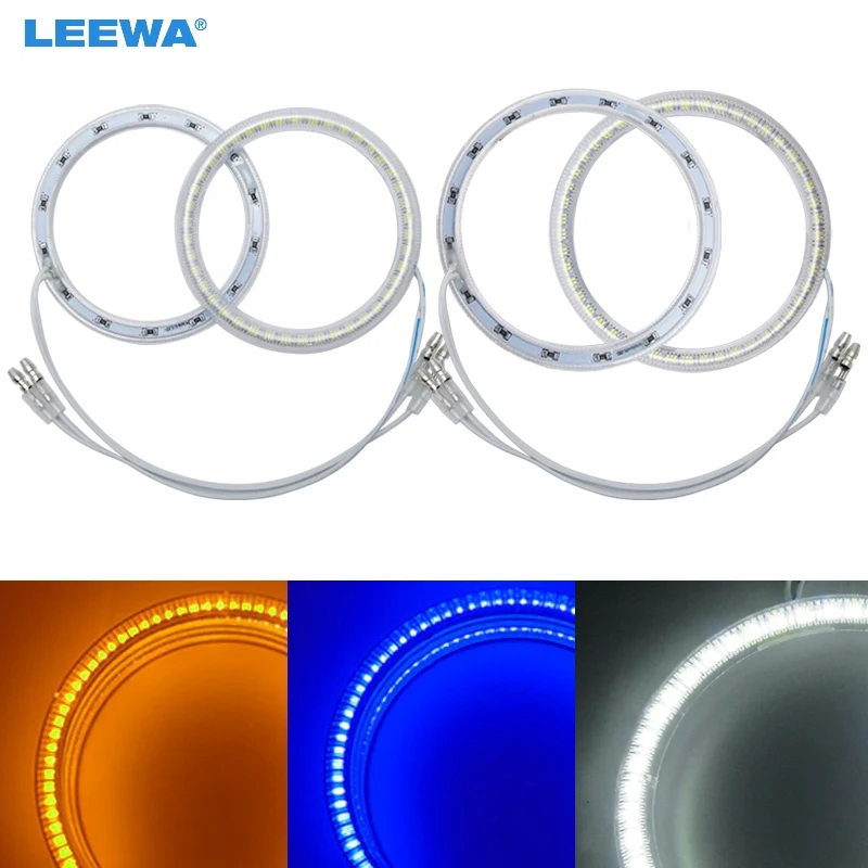 LEEWA 2X80 мм 2X90 Автомобильные светодиодные галогенные кольца ангельские глазки DRL