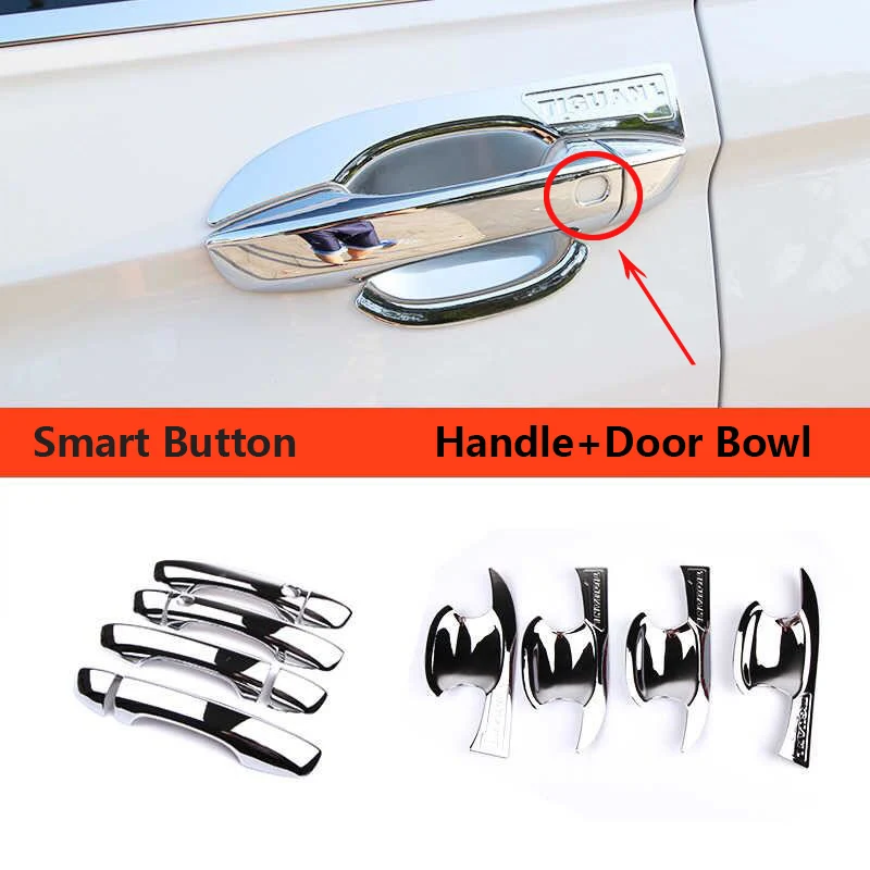 Smart Handle Bowl Для Volkswagen Tiguan- дверная ручка защита дверная чаша протектор хромированная внешняя отделка Защитная крышка Чехлы наклейки - Название цвета: Smart Handle Bowl