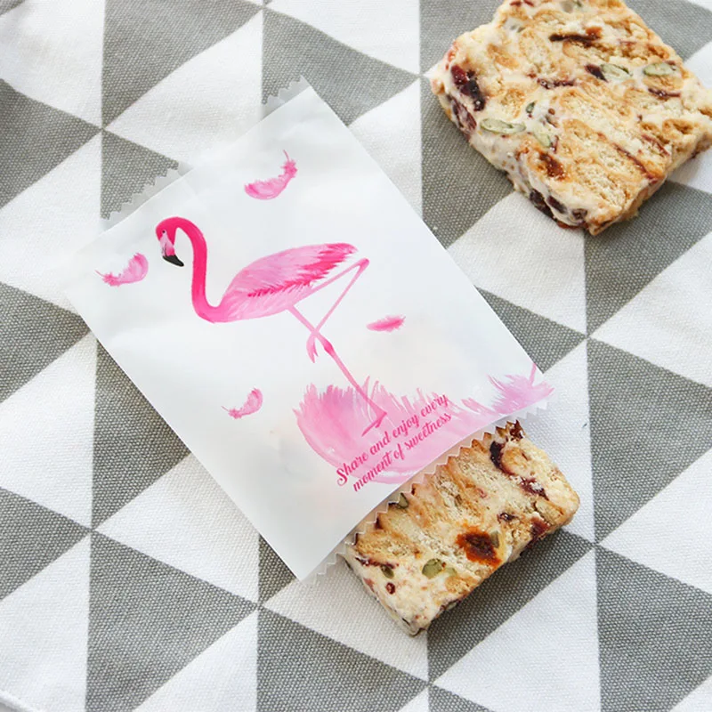 Flamingo Каваи Фламинго зеленый лист конфеты печенья упаковочная сумка ручной работы DIY Подарочная сумка уплотнение Свадебная вечеринка торт обертка мешок пластиковые пакеты - Цвет: Flamingo