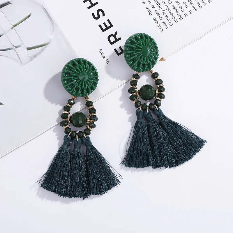 HX Brincos Женский Бренд Boho висячие серьги с бахромой Винтаж этнические массивные Серьги-кисточки модные ювелирные украшения