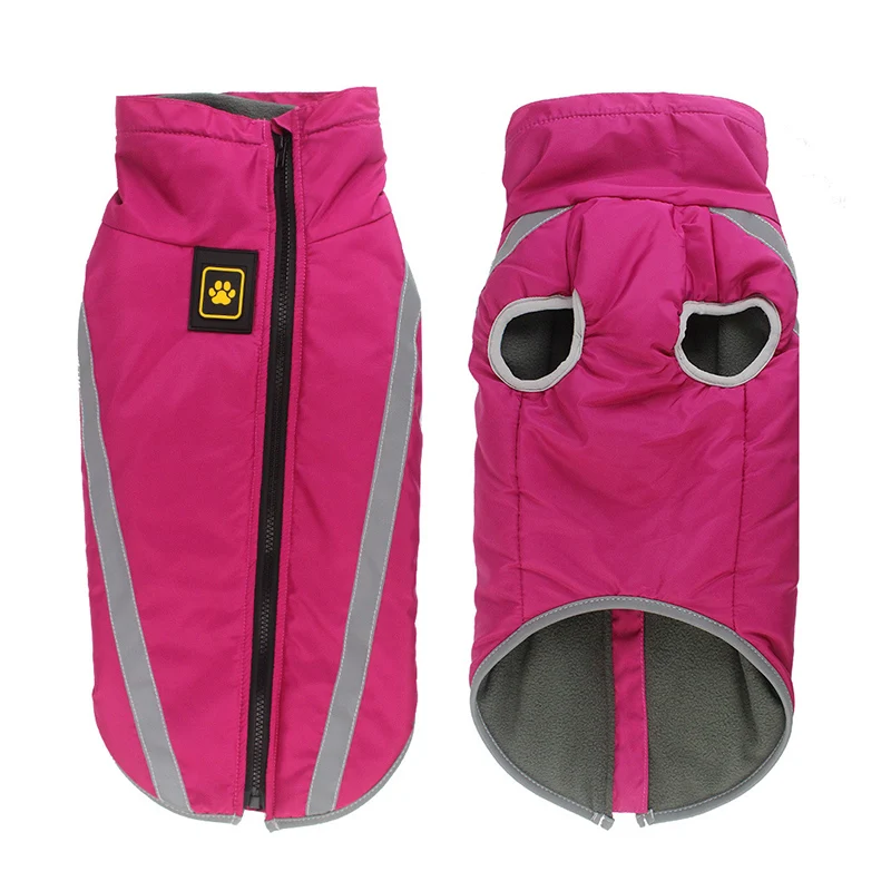 Waterproof Dog Clothes for Large Dogs Winter Warm Big Jackets Padded Fleece Pet Coat Safety Reflective Design Clothing | Дом и сад