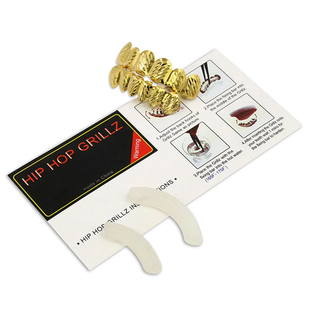 

TOPHIPHOP Hip Hop Grillz is Suitable for Halloween Party Carved Pattern Gold 6-Tooth Top and Bottom Grills Set Ladies Jewelry