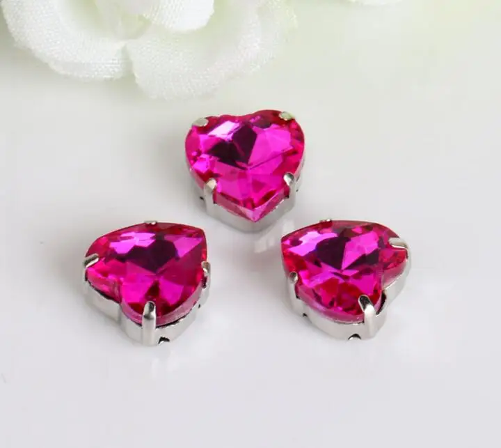 50 шт. 12 мм Bling он Книги по искусству коготь Кристалл Стразы DIY формы шить-на Crytal горный хрусталь для одежды Книги по искусству украшения, одежда для свадьбы - Цвет: Hot Pink