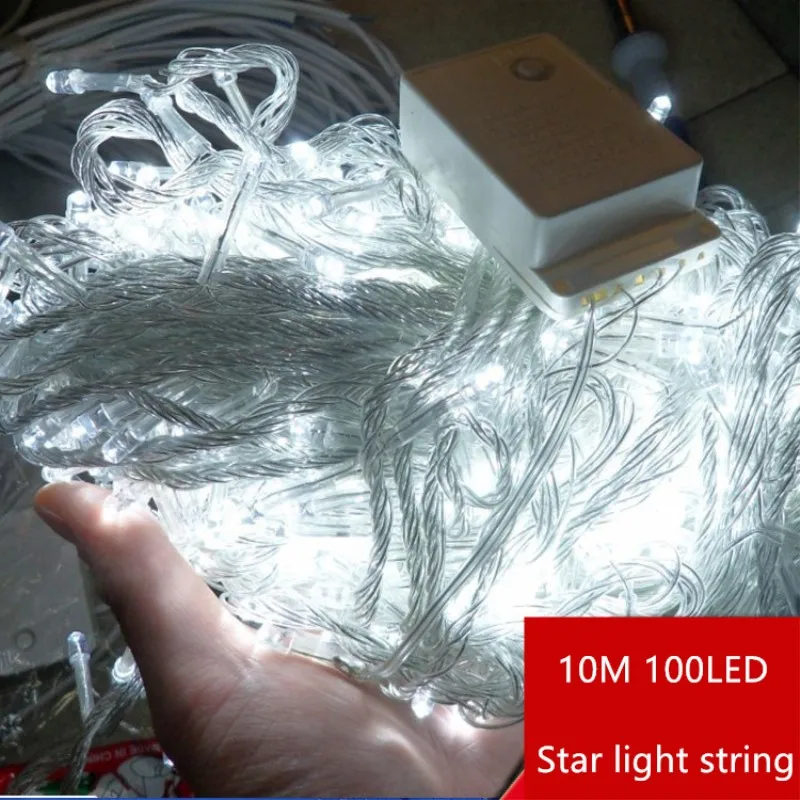 Outdoor LED String Lights 10M 100LED Waterproof Holiday Strip Lamp With Tail Bead Wedding Christmas Tree Party Garden Decoration | Лампы и