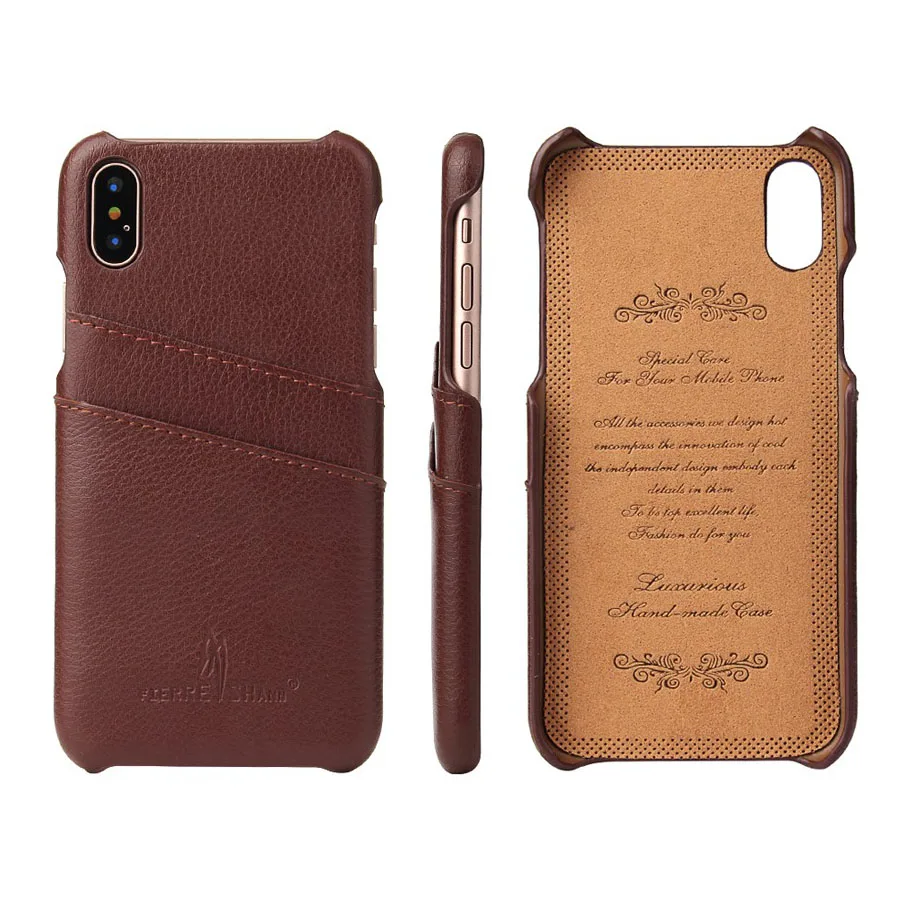 

100% Genuine Leather Back Cover Case for Apple iPhone 6 6S 7 8 Plus X XS SE 2020 Brand New Original with Card Slots Top Quality