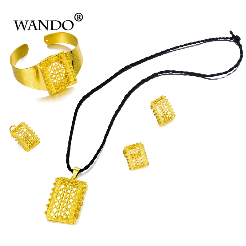 WANDO ювелирные изделия для женщин кулон серьги кольцо наборы золотой цвет