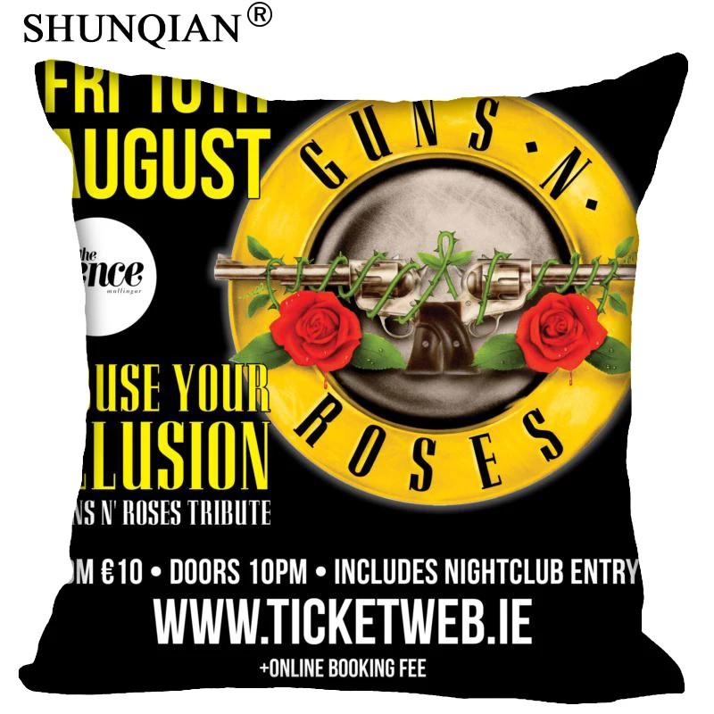 Пользовательские наволочки пистолеты N Roses квадратная Подушка на молнии крышка