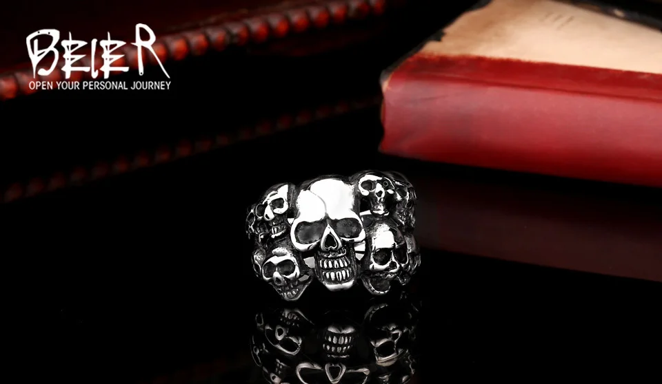 Cheap Men's Punk Biker 316L Stainless Steel Unique Design Skull Ring Jewelry BR8-041 US Size