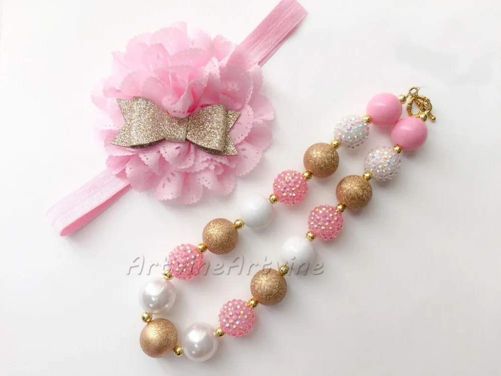 Женское розовое белое и золотое ожерелье для малышей|pink gold| |