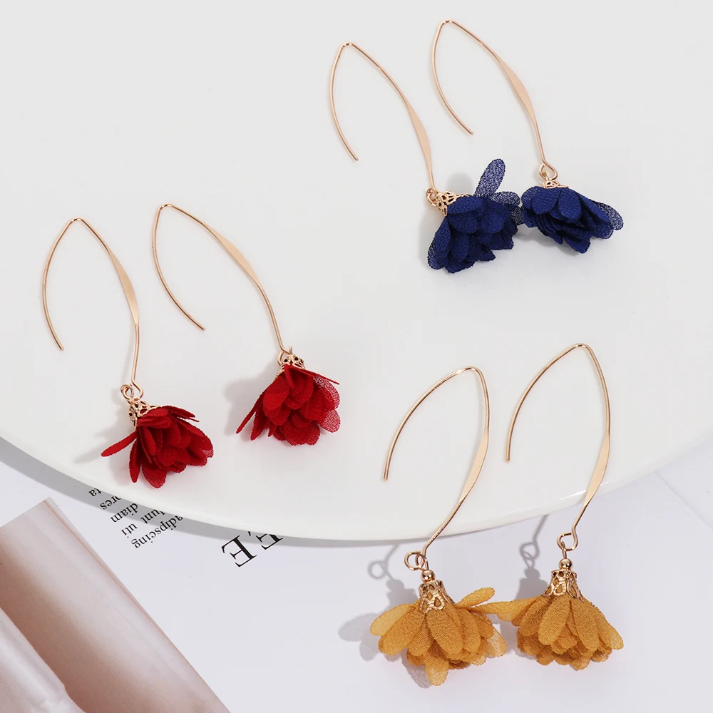 1 пара богемных цветов Длинные серьги с кисточками женские ночные Висячие ушные