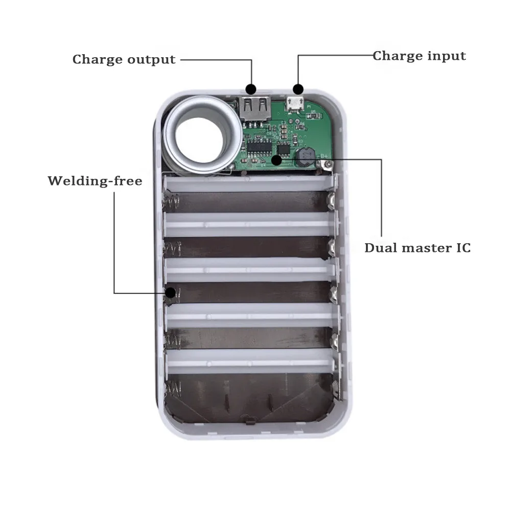 Внешний аккумулятор USB 13000 мАч 5x18650 зарядное устройство DIY Box чехол держатель для