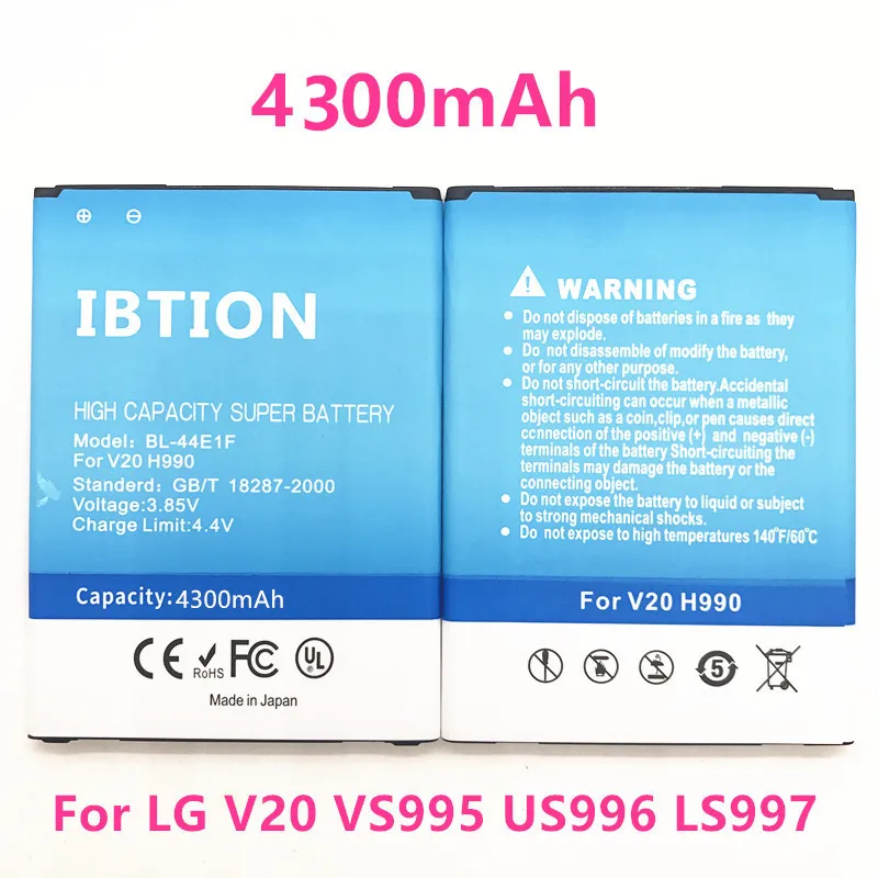 IBTION 4300mAh BL 44E1F BL44E1F батарея для LG V20 VS995 US996 LS997 H990DS H910 H918|Аккумуляторы мобильных