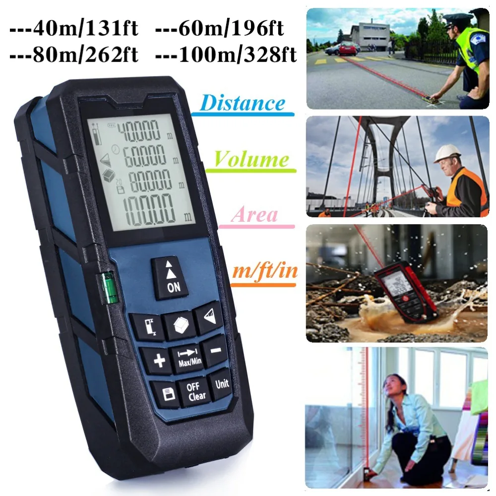 Лазерный дальномер Darkblue с областью измерения/объемом 131ft (40 m)/196ft (60 m)/262ft (80 m)/328ft (100
