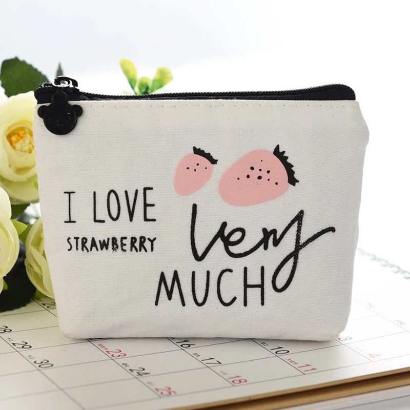 Маленький милый кошелек для монет XZP Женский с принтом клубники граната фруктов