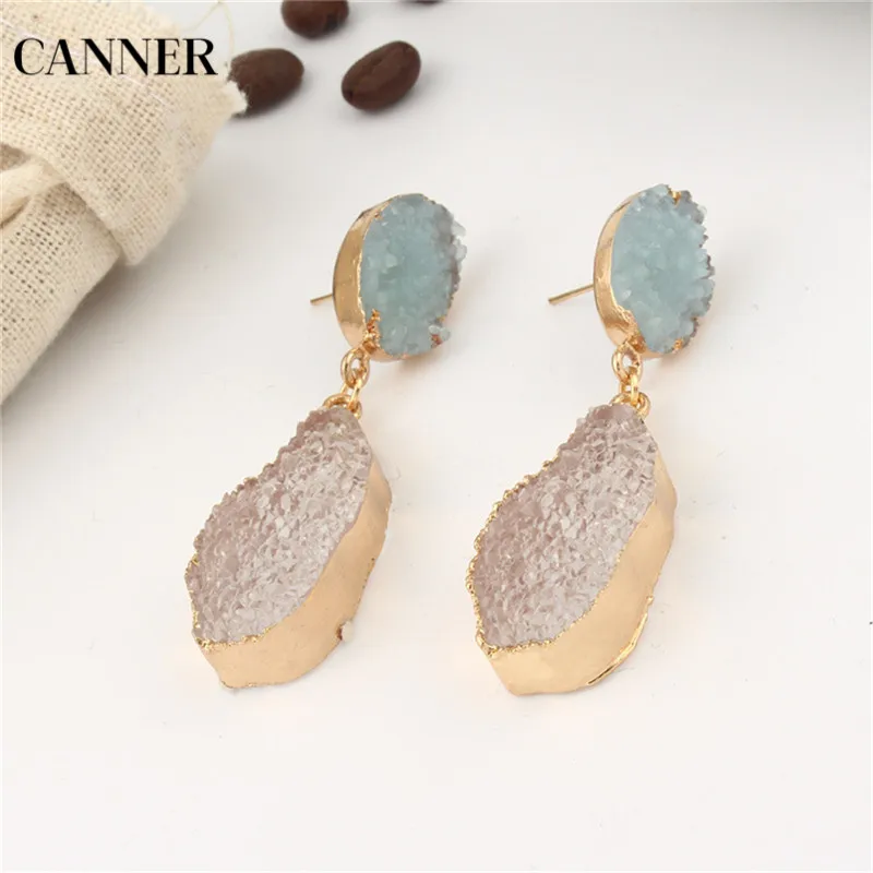Женские длинные серьги-подвески Canner корейские шикарные серьги из камня и смолы