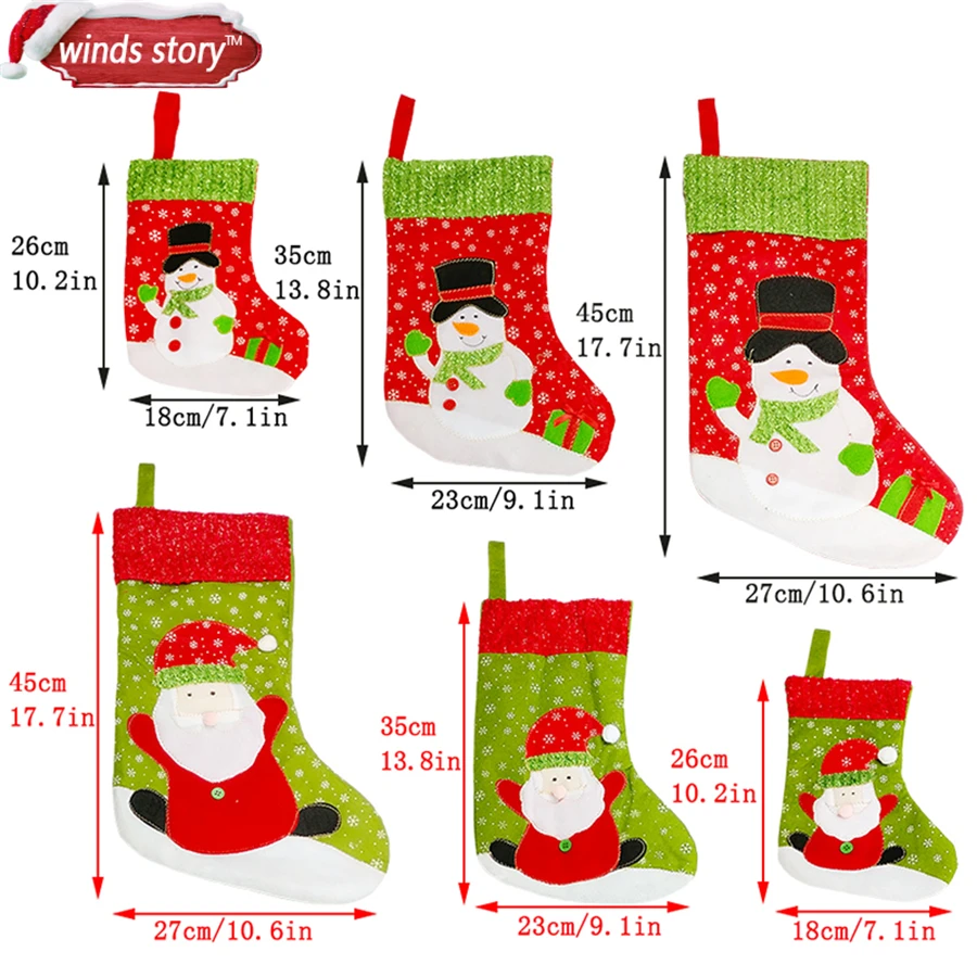2019 Санта/снеговик украшения чулки рождественский носок висит носки подарок