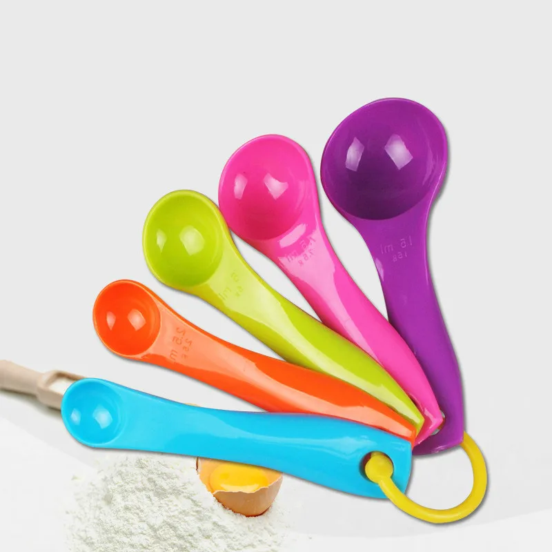 

5pcs /set Baking Gadgets Rainbow Series Measuring Spoon 5 Teaspoons Food Grade PP Color at Random