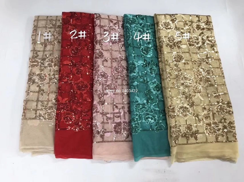 high quality Chrismas big on sale african ankara lace fabric sequined french net banquet dress material ST1706 | Дом и сад