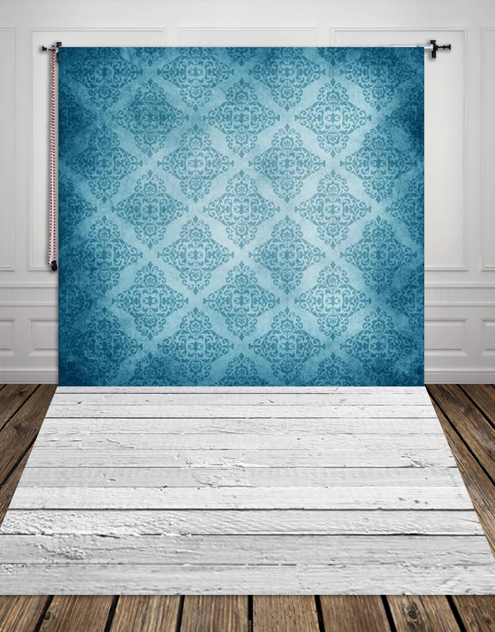 [Пользовательские размеры] темно синий дамасский фон для фотосъемки