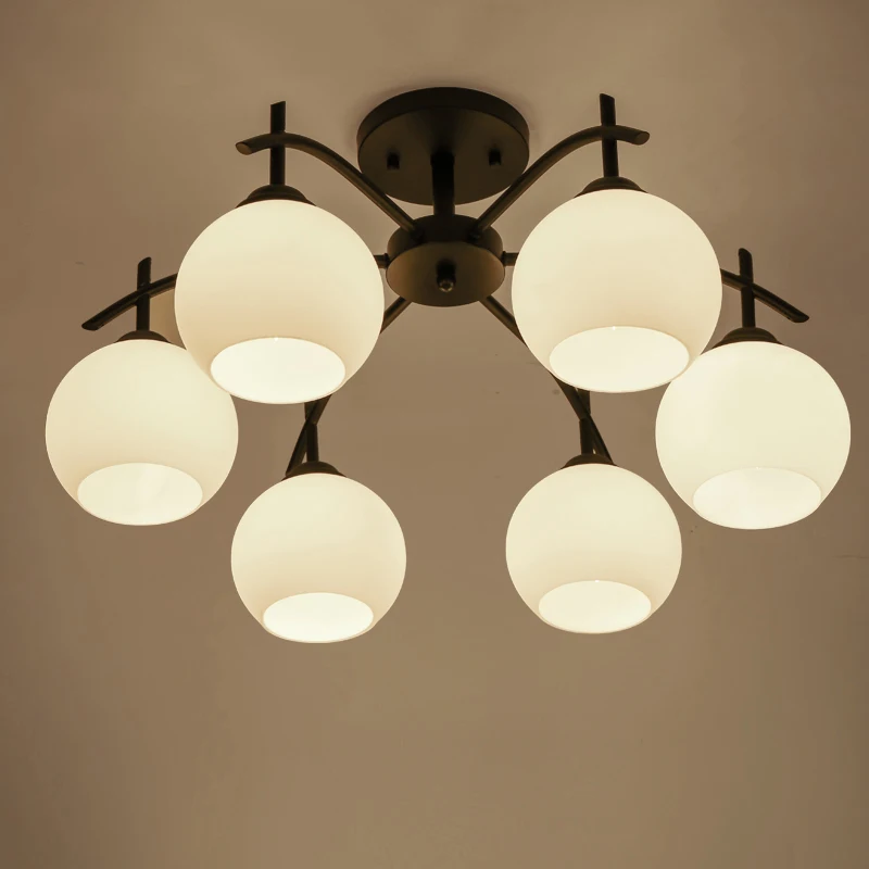 North American 3-lights 5 lights 6 lights 8-lights ceiling lamp simple living room dining room bedroom iron glass LED lighting