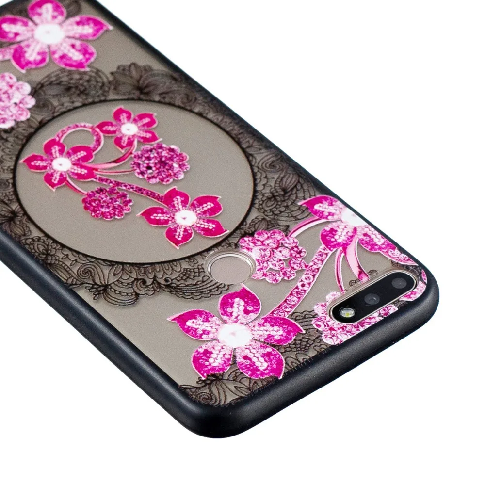 Phone case for Huawei Honor 7C (5.99&quot) /Enjoy 8 Hard PC+ TPU Bumper cover (1 Case+ 2pcs Tempered glass) 3D Plum blossom pattern |