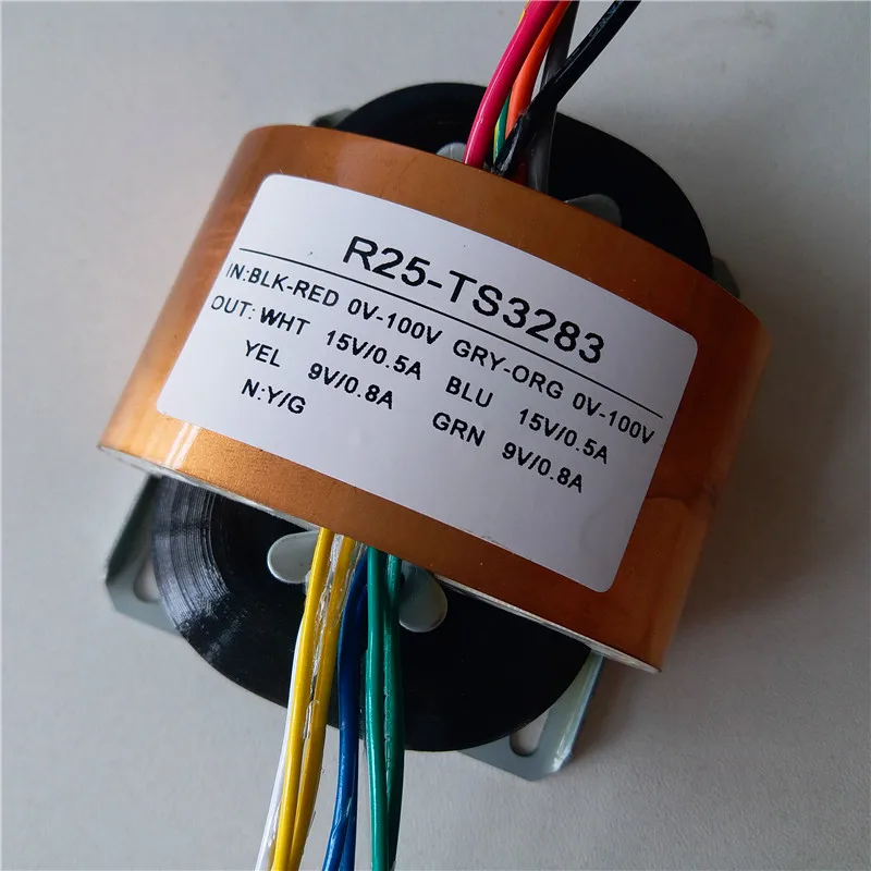 2*15V 0.5A 2*9V 0.8A R сердечник трансформатор 30VA R25 пользовательский 0-100V/0-100V с медным