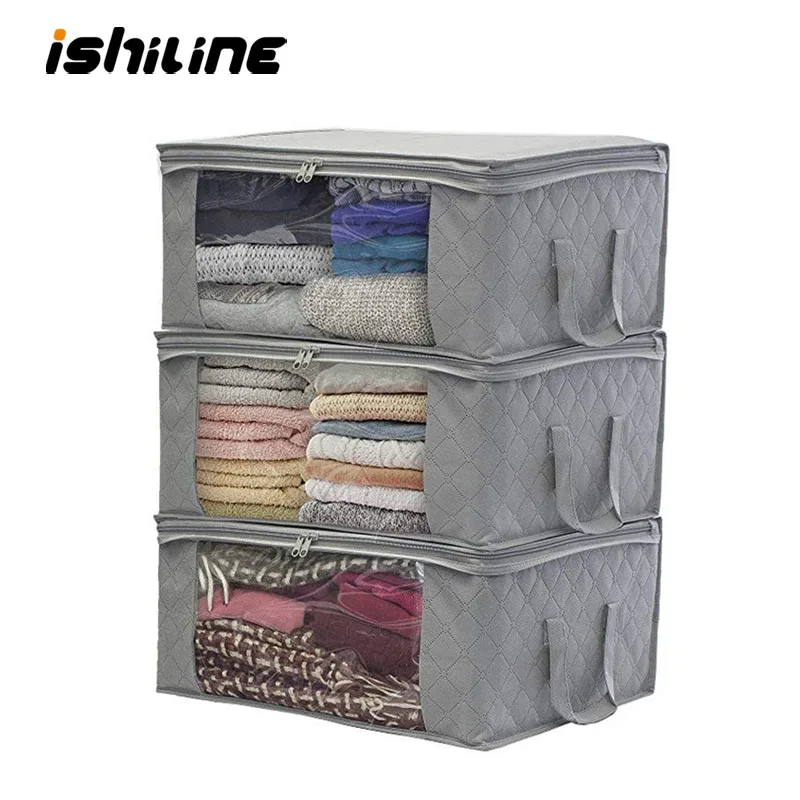 3 шт. Нетканая складная коробка для хранения дома видимые одежды Стёганое одеяло