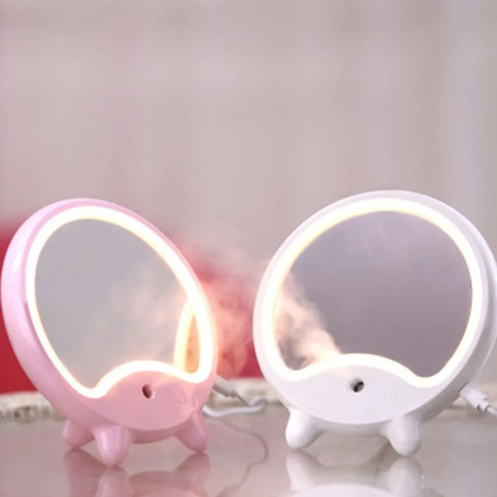 Косметическое увлажняющее зеркало для макияжа настольная лампа USB нано спрей LED