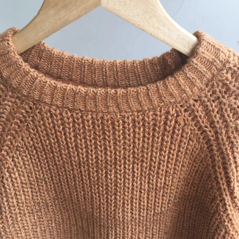 

Pullovers Women Knitted Split O-Neck Short Simple All-match Korean Style Leisure Daily Pullover Womens Trendy Kawaii Sweaters