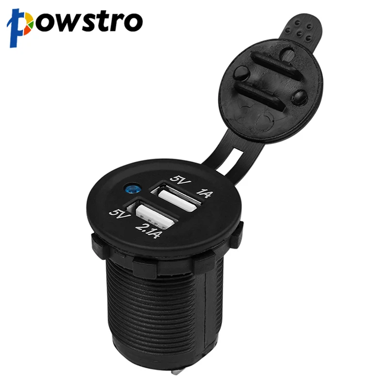 Powsro 12 в-24 в двойной USB автомобильный прикуриватель для мотоцикла разветвитель