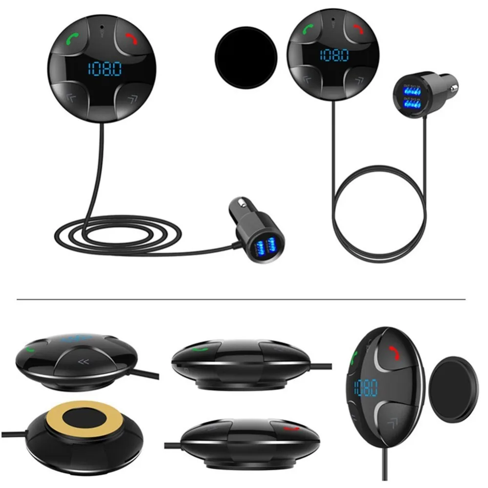 Чудное Хэндс фри автомобильный набор свободные руки FM Bluetooth 4 2 передатчик MP3 плеер