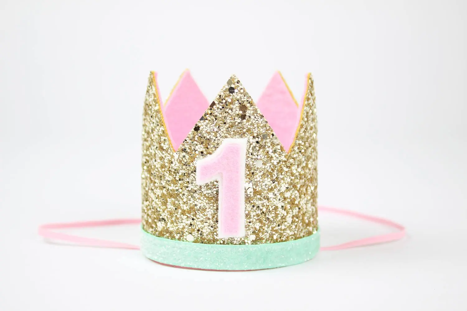 Головной убор для первого дня рождения блестящая шляпа корона девочек золотая