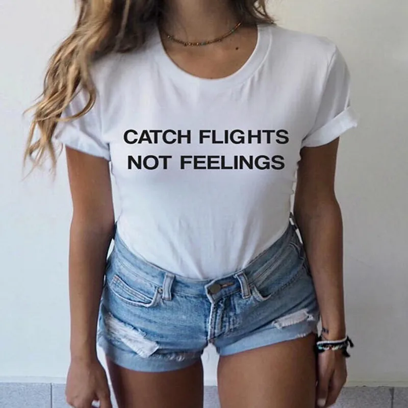 Женская летняя футболка Catch Flight Not Feeling белая для девушек женская путешествий