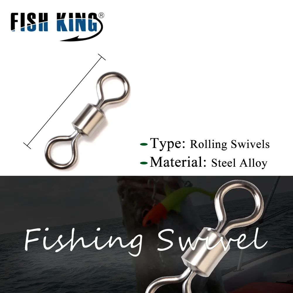 FISH KING Блокировка оснастки 10 шт./лот рыболовный Соединитель с застежкой "булавка" подшипник роликовый поворотный из нержавеющей стали с защелкой снасть для приманки на рыболовецкий крючок
