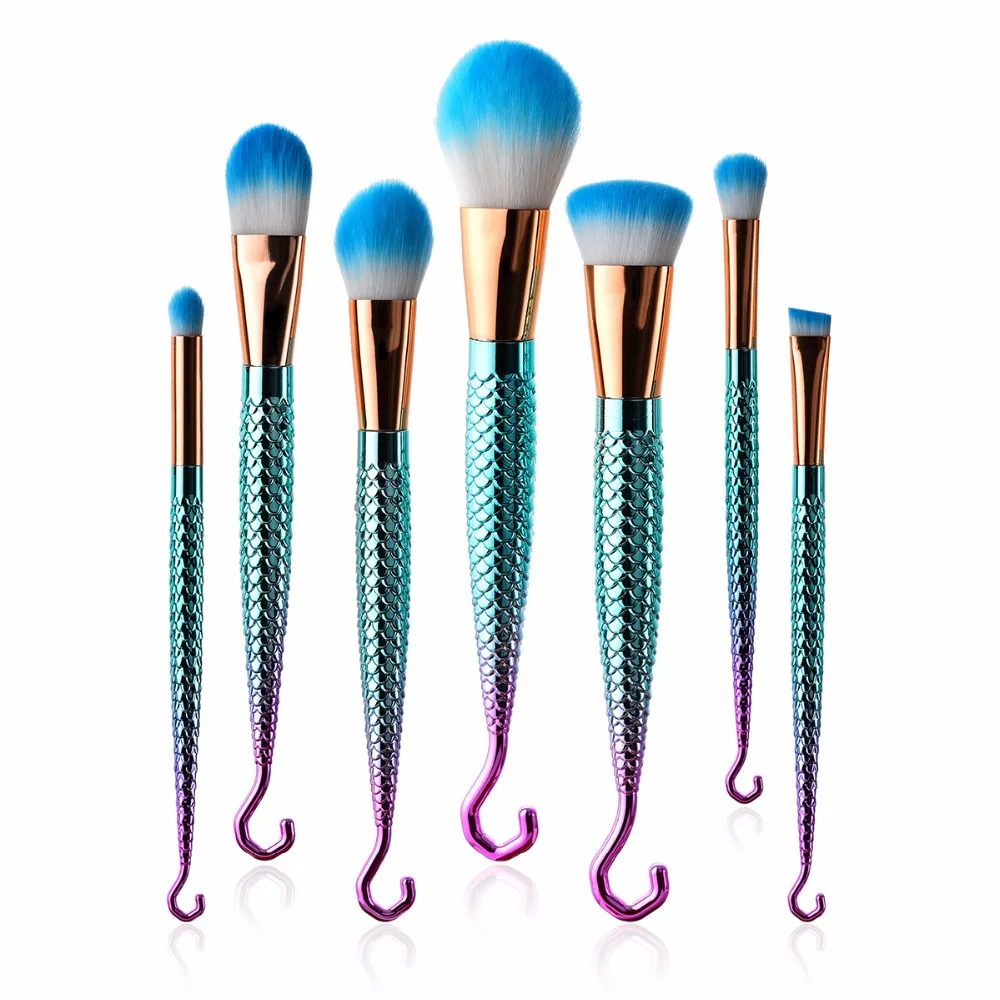 7 шт./компл. дизайнерские кисти для макияжа с хвостом русалки Новое поступление