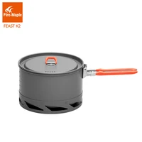 fire maple feast series k2 1 5l outdoor portable foldable handle heat exchanger pot camping kettle picnic cookware 338g fmc k2