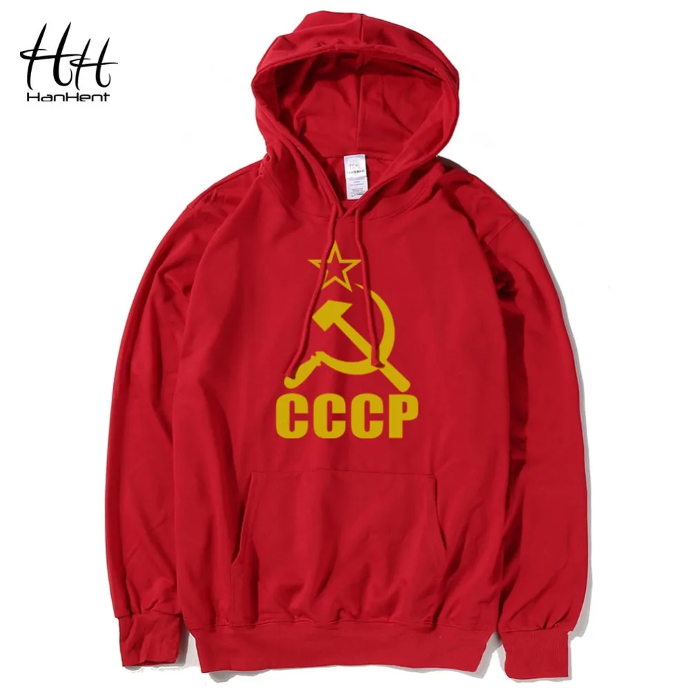Hanhent CCCP Красный Новинка Для Мужчин's Толстовки Советский Союз хлопка с длинным