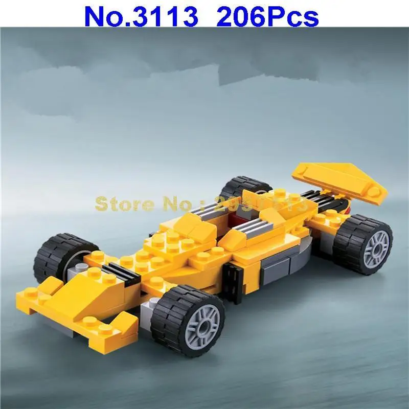 3113 206 шт. крутые тачки Гонки Грузовик 3 в 1 автомобиль Building Block совместимые 4939