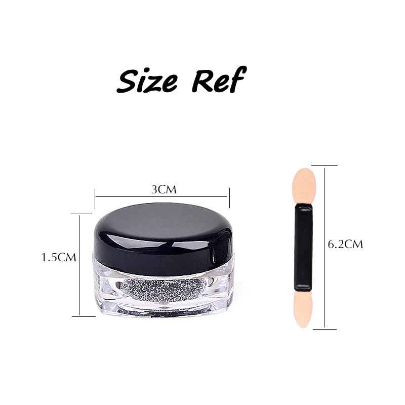 Зеркальный порошок 2 г/кор. лазерный серебристый пигментный хромированный