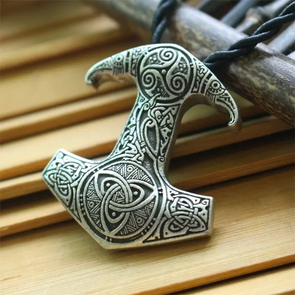 rope chain 1 шт. lanseis viking кулон с вороном скандинавских языческих мужчин ожерелье Ворон Mjolnir молоток - Окраска металла: rope chain