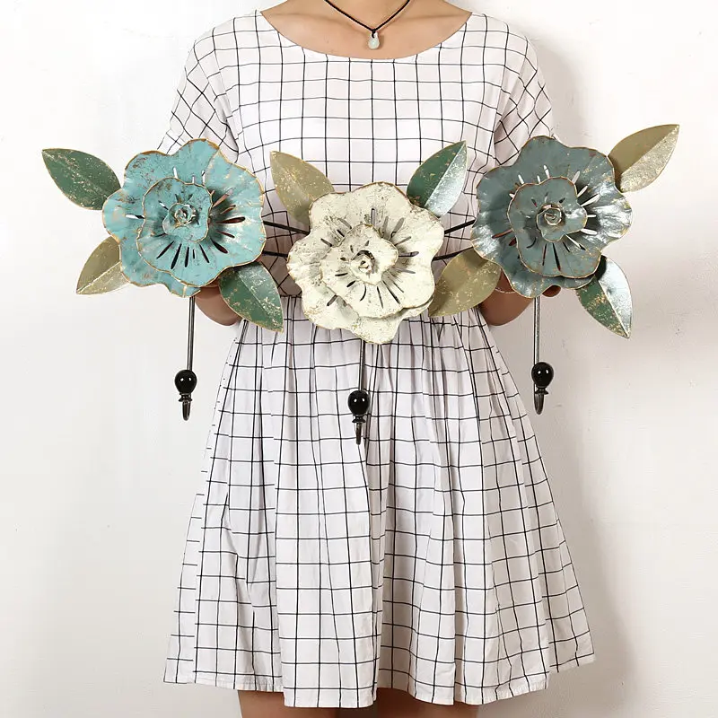 Современный декоративный крючок из кованого железа настенный 3D цветок украшение