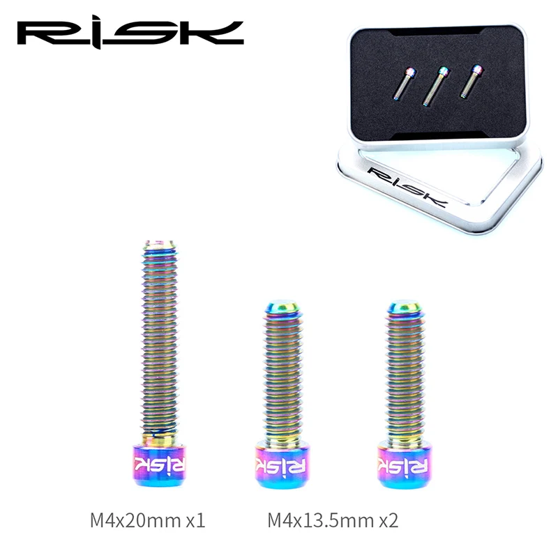 3pcs Rainbow RISK M4* 13,5/M4x20 мм велосипед из титанового сплава передние/задние болты для переключателя скоростей велосипеда для MTB велосипеда SHIMANO XT SRAM регулировочный винт - Цвет: 3pcs Rainbow