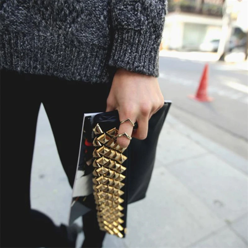 2019 Корея Мода женщин двойной V Форма палец кольцо для мужчин серебро золото цвет