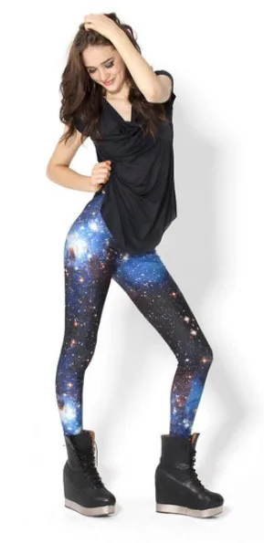 HOT! SP-032 Women Galaxy Pants Space Leggings Black Milk Punk Plus Size FREE SHIPPING Drop Shipping | Женская одежда